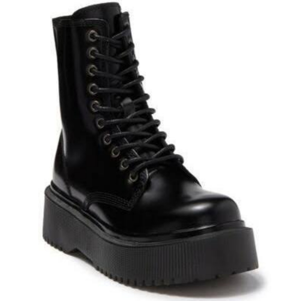 Jeffrey Campbell Leather Platform Combat Boots Blk